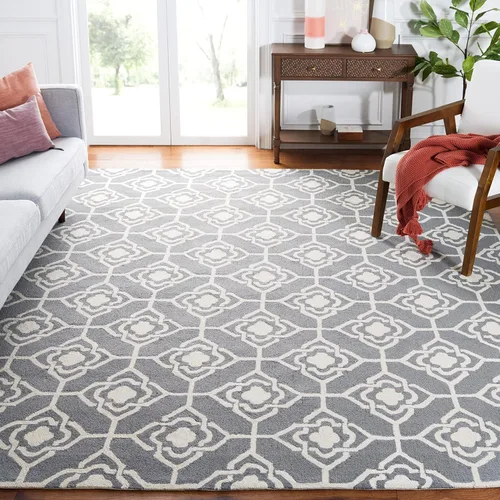 Miniatura 17 de SAFAVIEH Four Seasons Collection FRS233F FRS233F - Alfombra de pasillo floral con gancho a mano, 2 pies 3 pulgadas x 8 pies, color gris y dorado