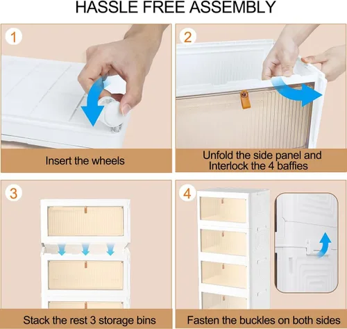 Miniatura 6 de Contenedores de almacenamiento de 2 niveles organizadores de cajas de plástico – 36 cuartos de galón apilables con tapas para dormitorio, sala