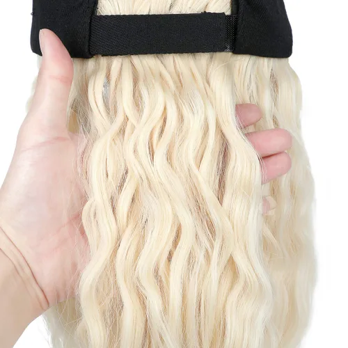 Miniatura 5 de AynnQueen Gorra de béisbol con extensiones de cabello para mujer, gorra ajustable con peluca sintética adjunta de 24 pulgadas, cabello ondulado