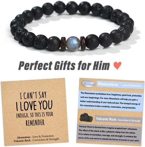 Miniatura 9 de Christmas Stocking Stuffers for Kids/Teen Boys/Men-Love/Strength-Handmade Gemstone Bracelets with Inspiratioanl Card