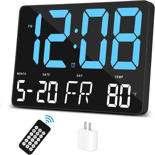 Miniatura 9 de Amgico Reloj despertador digital con repetición, temperatura, atenuación automática, calendario de pantalla grande de 11.5 pulgadas, reloj