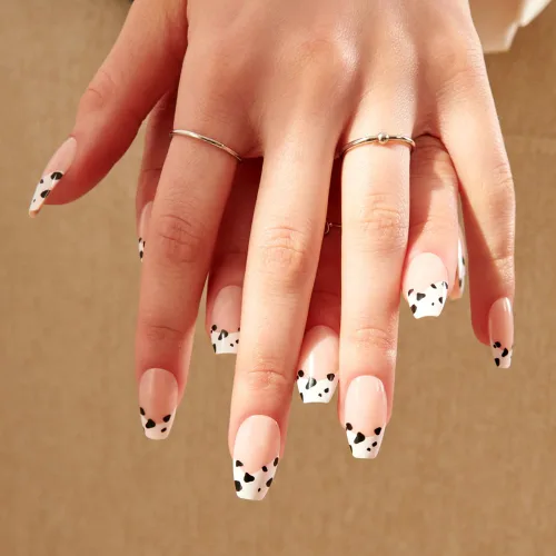 Miniatura 7 de MUZMAK Uñas a presión reutilizables – Jarabe de yogur – Uñas largas a presión en ataúd, uñas postizas blancas y rosas (paquete de 36)