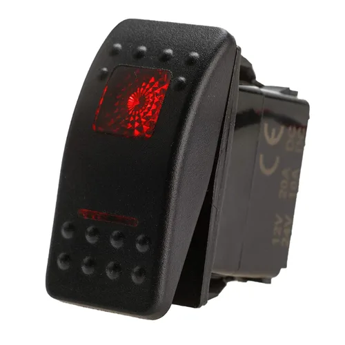Amarine Made Interruptor basculante impermeable de 12V 20 Amp On-Off-On 2 posiciones para barco marino DPDT 7 Pin con 2 lámparas LED (rojo)