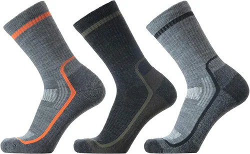 SOLAX Calcetines de senderismo de lana merina, 72% para hombre, para senderismo, senderismo, acolchados, transpirables, paquete de 3