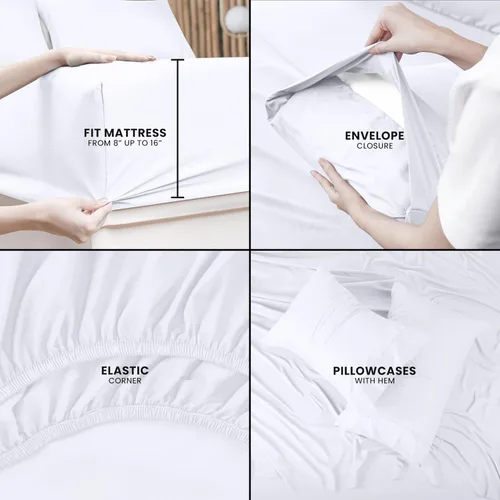Miniatura 137 de Utopia Bedding Juego de sábanas Queen – Sábanas de 4 piezas para cama tamaño Queen, microfibra suave y transpirable, incluye 1 sábana bajera, 1 Gris