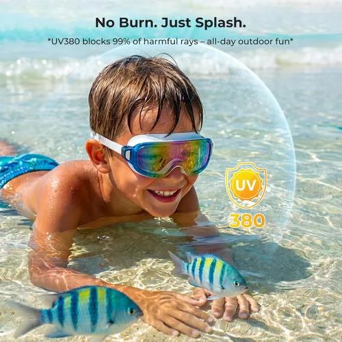 Miniatura 6 de Aegend Gafas de natación para adultos, paquete de 2 unidades, sin marco, 180°, visión amplia, antiniebla, UV, a la moda, para hombres y mujeres