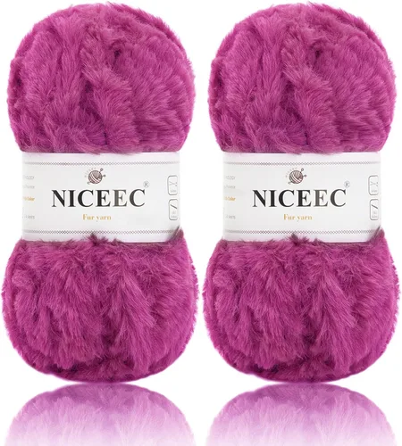 Miniatura 25 de NICEEC Hilo de Pelo Sintético Super Suave, Grueso y Esponjoso, Hilo de Pestañas para Crochet y Tejido (Longitud Total 192m/9.1kg) - Otoño/300g