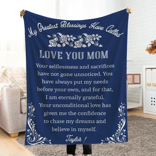 Manta de feliz cumpleaños para mamá, manta personalizada para el día de la madre, Navidad o regalo de cumpleaños de hija o hijo, manta suave y