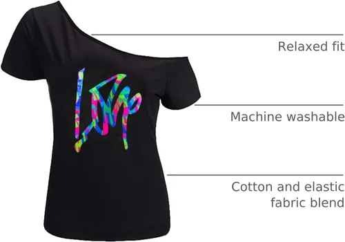 Miniatura 3 de MAGICMK - Camiseta casual para mujer, con estampado de labios y hombro descubierto, talla extragrande