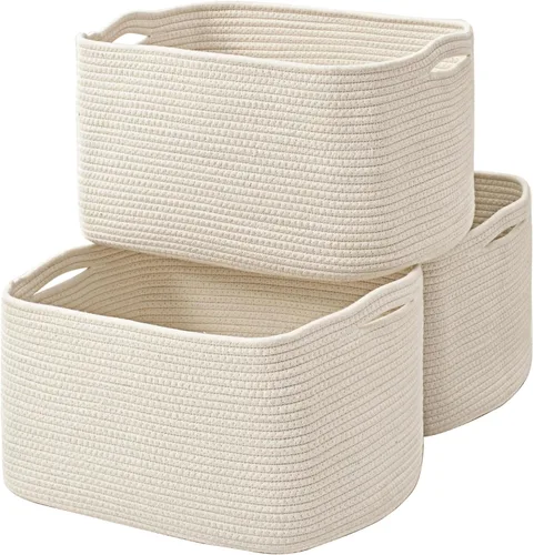 Miniatura 23 de ICERZCZ Cestas de almacenamiento para organizar estantes, cubos de cuerda de algodón tejida para organización del cuarto del bebé, organizador