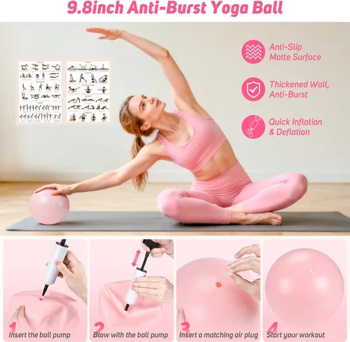 Miniatura 4 de Asten Home Kit de Pilates para Mujeres: Equipo de Pilates Juego de Anillo y Bola de Pilates con Bandas de Resistencia, Deslizador de Núcleo, Rodillo