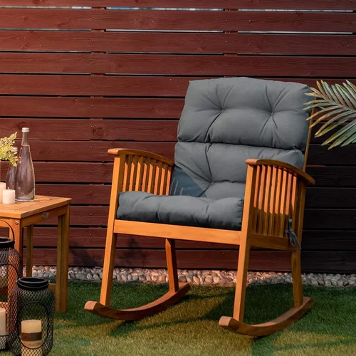 Miniatura 6 de Giantex - Cojín para silla de patio exterior, 5 pulgadas, para respaldo alto con 4 lazos de cuerda, cojín para columpio de patio, silla con asiento