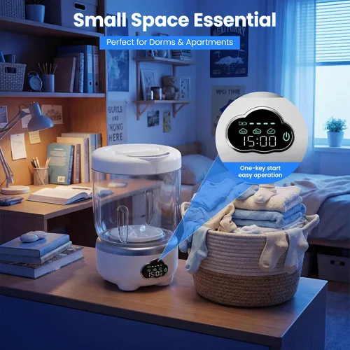 Miniatura 9 de Lavadora de ropa interior, lavadora portátil, mini lavadora plegable de 1.6 L con 3 modos, máquina de lavandería recargable para calcetines, ropa