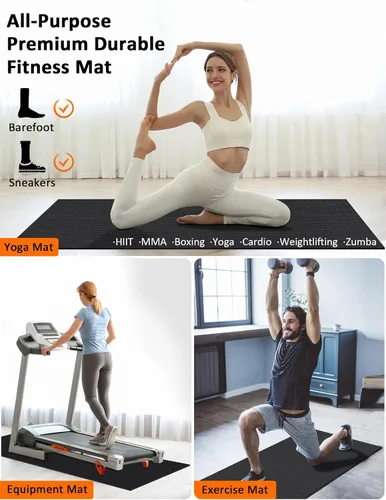 Miniatura 4 de Tapete de ejercicio grande de 8 x 5 pies 12 x 6 pies para gimnasio en casa, tapete de ejercicio resistente para suelo de gimnasio, esterilla