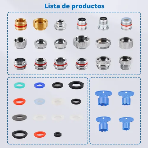 Miniatura 8 de iFealClear Kit de 18 piezas de adaptador de grifo de latón, adaptadores de aireador para fregadero de cocina con 4 piezas de herramientas de llave