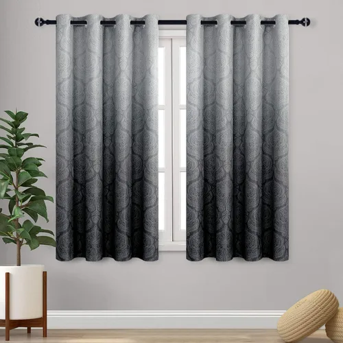 Miniatura 101 de DWCN - Cortinas blackout para dormitorio, diseño de damasco con aislamiento térmico y ojales, para sala de estar, juego de 2 paneles de cortina Gris