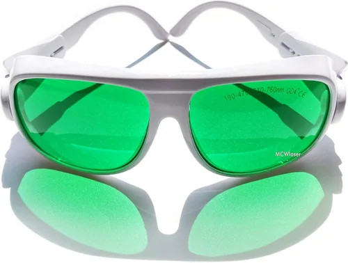 Miniatura 7 de MCWlaser Gafas de seguridad láser 190-470nm y 610-760nm para luz UV, azul, rojo rubí, verde, láser de picosegundo 405 nm, 445 nm, 450 nm, 635 nm