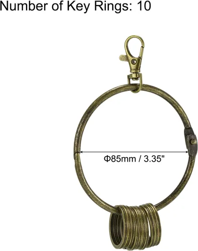 Miniatura 2 de PATIKIL 3.4 Inch Dia Key Organizer Keychain, 1pcs Key Management Holder with 10 Keys Rings for Office, Bronze