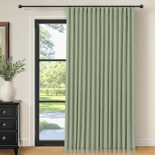 Miniatura 33 de INOVADAY Cortinas térmicas para puerta corredera 100% opacas para dormitorio, cortinas de puerta corrediza de vidrio extra anchas para patio, lino