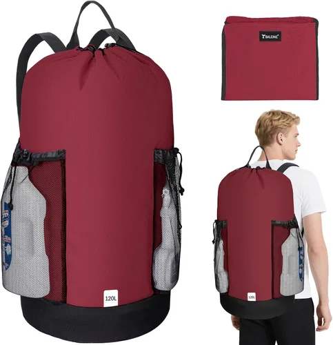 Miniatura 25 de BALEINE Mochila Bolsa de Lavandería de 120L, Tela Oxford 900D Bolsas Grandes de Lavandería de Viaje con Correas para el Hombro y 2 Bolsillos