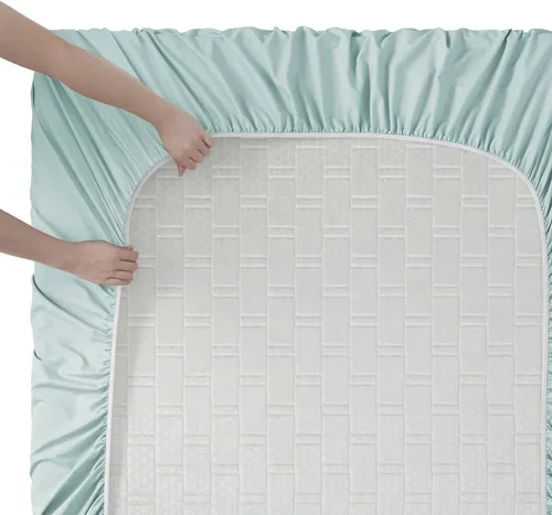 Miniatura 4 de Clara Clark Sábanas Queen, juego de 6 piezas, sábanas de lujo de hotel para cama tamaño Queen, juego de ropa de cama súper suave, color azul claro