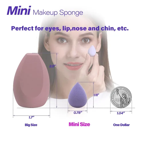 Miniatura 3 de Mini licuadora de esponja de maquillaje de copos de nieve para aplicación detallada alrededor de los ojos y otras áreas, 6 piezas, sin látex, Verde