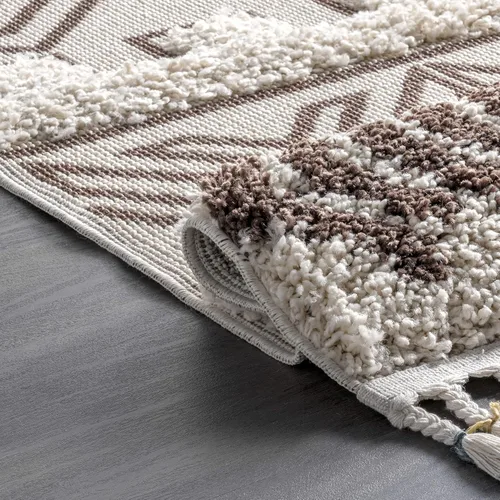 Miniatura 6 de nuLOOM Zuri - Alfombra tribal lanuda con bandas, 4 x 6, marrón