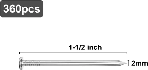 Miniatura 4 de VGBUY 360 piezas de clavos de hardware de acero inoxidable, clavos de cabeza plana de 1-1/2 pulgadas para colgar cuadros, clavos para colgar Plateado