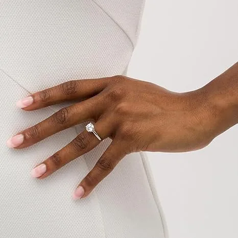 Miniatura 5 de Anillo de compromiso de 1.0 quilates con cuatro puntas con certificación IGI de diamantes hechos en laboratorio redondo en oro blanco de 14 k
