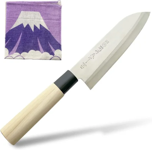 Miniatura 11 de KAKUSEE Seki Tsubazo - Cuchillo Deba pequeño de 3.9 pulgadas y juego de tela de pintura japonesa, cuchillo de chef japonés para pescado y carne