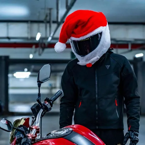 Miniatura 9 de x xotic tech Cubierta para Casco de Motocicleta de Papá Noel Navideño, Cubierta de Felpa para Casco de Cara Completa de Natividad Papá Noel Sombrero