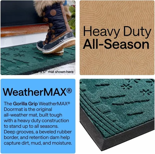 Miniatura 3 de Gorilla Grip - Tapete WeatherMax impermeable, 47 x 35 pulgadas, goma natural, resistente a las manchas y a la decoloración, para interiores