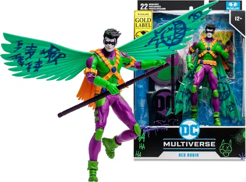 Miniatura 9 de McFarlane Toys - DC Multiverse Red Robin (Jokerized) Gold Label, figura de acción de 7 pulgadas