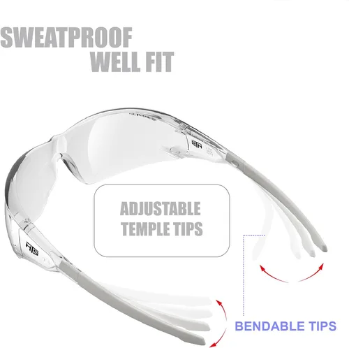 Miniatura 8 de HTS HUNTERSKY ANSI Z87.1 Gafas de seguridad antivaho envolventes transparentes, gafas de laboratorio para pickleball y química con resistencia a