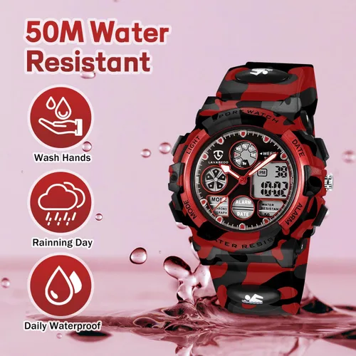 Miniatura 5 de Reloj deportivo digital para niños, reloj deportivo con cronómetro LED, reloj analógico impermeable 50 M, regalo de cumpleaños y regalos de Navidad