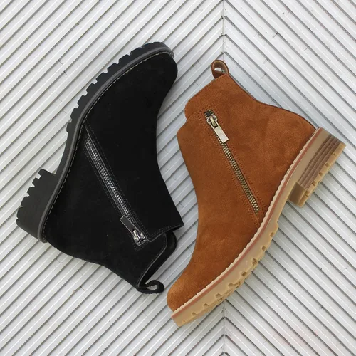 Miniatura 7 de Hawkwell Botines de tacón bajo con cremallera de piel de ante para mujer