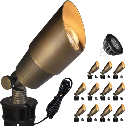 Miniatura 18 de COLOER Foco de paisaje de latón de bajo voltaje (negro) paquete de 1 con carcasa de aluminio de 5 W, foco LED MR16 2700K 450LM CRI85+, iluminación