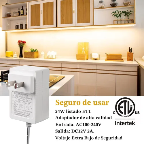 Miniatura 5 de WOBANE Kit de iluminación LED para debajo del gabinete, 6 tiras de luces LED regulables con regulador de intensidad de control remoto, adaptador