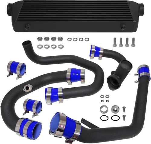 Miniatura 8 de Kit de intercooler de montaje delantero para motores VW Jetta Golf GTI GL/GLI/GLS MK4 1.8T 1.8L 98-05 Motores FMIC Bolt (plisado negro-negro)