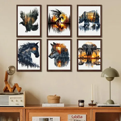 Miniatura 3 de Paquete de 6 kits de pintura de diamantes de animales para adultos, kits de arte de diamantes para adultos, kits de pintura de diamante 5D
