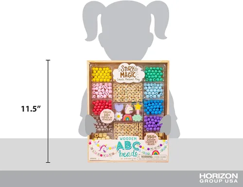Miniatura 6 de Story Magic Horizon Group USA - Cuentas ABC de madera de alta calidad, hace más de 10 piezas de joyería, más de 350 cuentas de madera y dijes