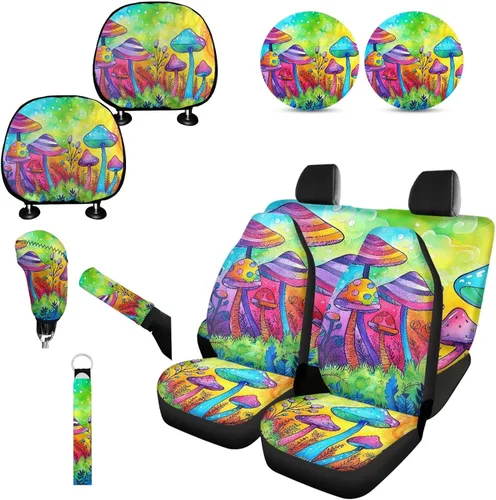 Miniatura 24 de Forchrinse Bee - Juego de fundas para asiento delantero y trasero con funda para palanca de cambios de freno de mano, funda para reposacabezas