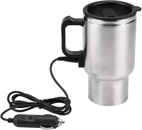 Hervidor de té eléctrico, hervidor eléctrico para automóvil, 12 V 15.2 fl oz, taza de calefacción eléctrica de viaje en el automóvil, calentador de