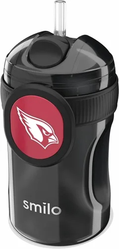 Smilo Vaso con popote de Arizona Cardinals con licencia oficial de la NFL, para bebés y niños pequeños, con popote de silicona ponderado y capacidad