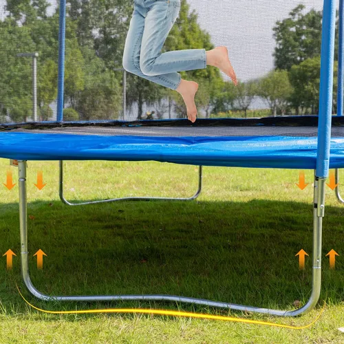 Miniatura 5 de Trampolín para exteriores de 1500 libras y 16 pies con red de seguridad, trampolín recreativo resistente para patio trasero para niños y adultos
