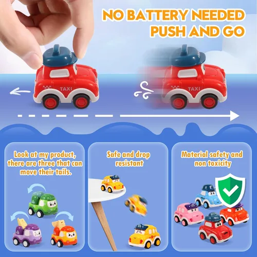 Miniatura 5 de 12 piezas de juguetes de coches de tracción para niños de 1 2 3 años, juguetes de coches de bebé para niños de 12 a 18 meses, juego de coches
