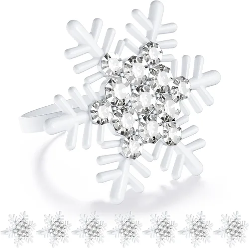 Miniatura 16 de ZeeDix Juego de 6 servilleteros de corona de Navidad, servilleteros de Navidad para servilletas de tela, servilleteros de Navidad para Acción