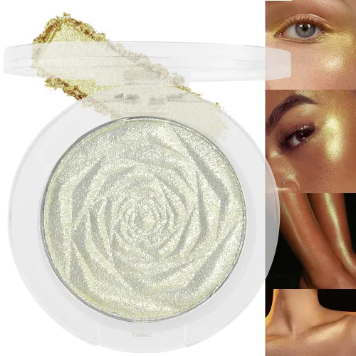 Miniatura 13 de evpct Iluminador facial de perla blanca y plata, maquillaje de brillo con purpurina de diamantes brillantes, paleta de sombras de ojos en polvo