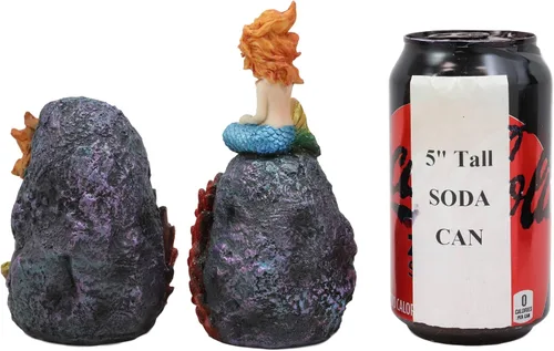 Miniatura 5 de Ebros - Juego de 2 sirenas de fantasía para decoración del hogar (cola azul), diseño de sirenas de cristal de geoda, diseño de corales bajo el mar