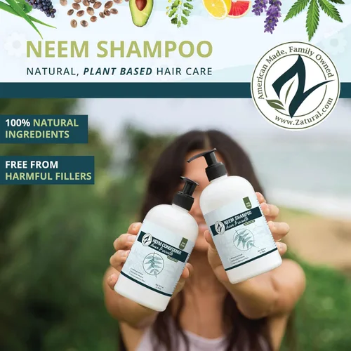 Miniatura 3 de Zatural Neem Shampoo Limpiador suave para cuero cabelludo y cabello con extractos botánicos Lavado hidratante para suavidad, volumen y brillo